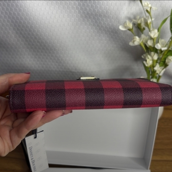Dooney & Bourke Red Buffalo Plaid Zip Wristlet - Picture 4 of 9